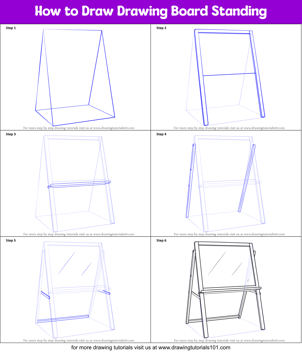 How to Draw Drawing Board Standing printable step by step drawing sheet