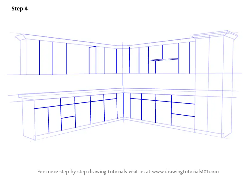 How To Draw A Kitchen Cabinets Step 4 