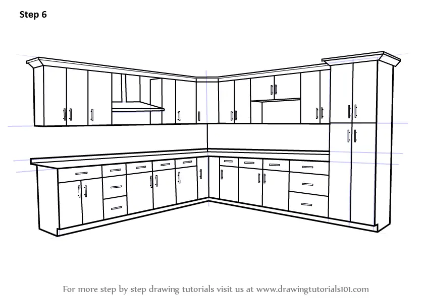 How To Draw A Kitchen Cabinets Step 6 