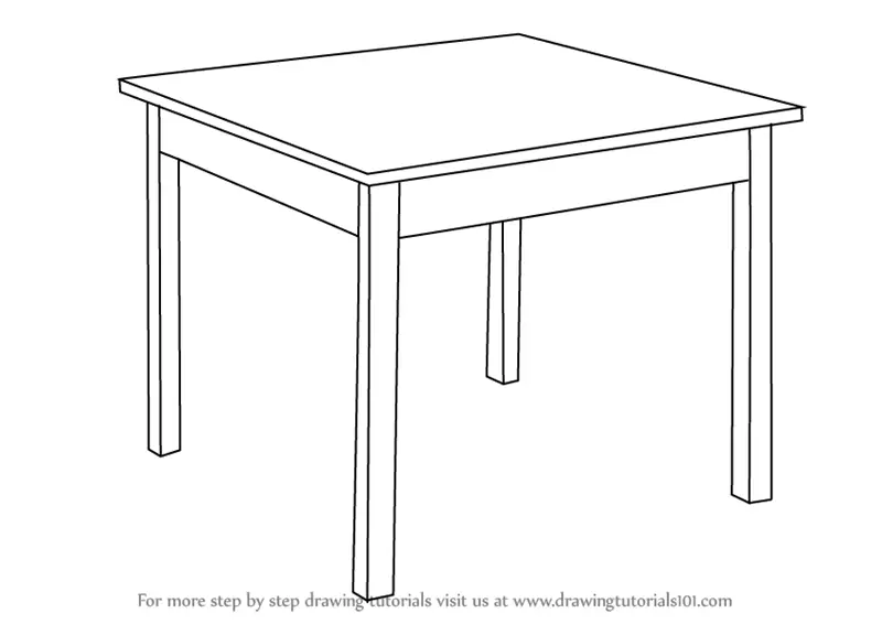 Learn How to Draw a Table (Furniture) Step by Step Drawing Tutorials