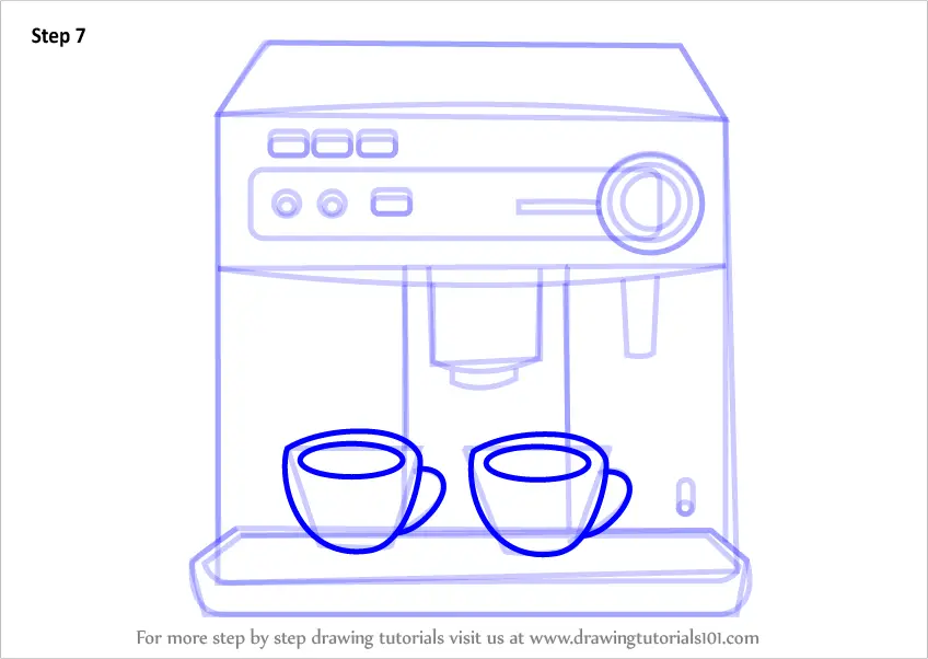 Learn How to Draw a Coffee Maker (Home Appliances) Step by Step