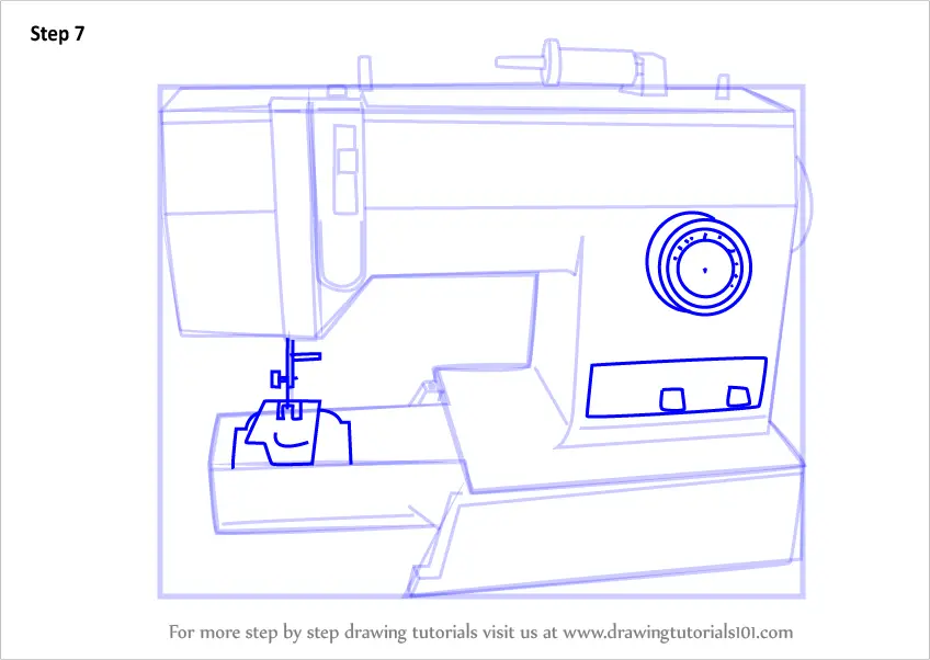 Learn How to Draw a Sewing Machine (Home Appliances) Step by Step