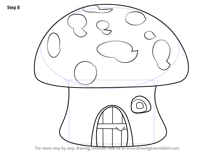 Learn How to Draw a Mushroom House (Houses) Step by Step Drawing