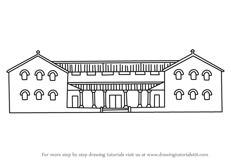 Learn How to Draw a Roman House (Houses) Step by Step : Drawing Tutorials