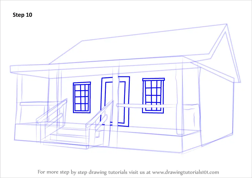 Step by Step How to Draw a Wood Cabin : DrawingTutorials101.com