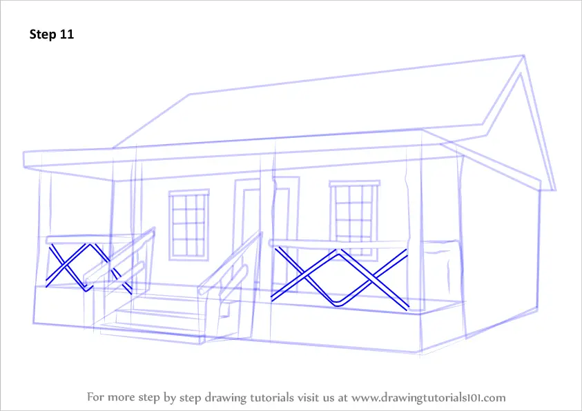 Step by Step How to Draw a Wood Cabin : DrawingTutorials101.com