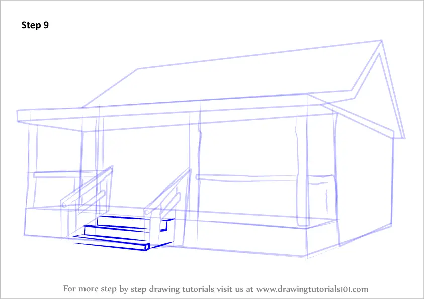 Step by Step How to Draw a Wood Cabin : DrawingTutorials101.com