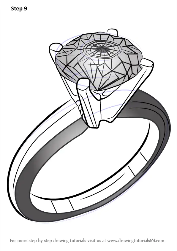 Learn How to Draw a Diamond Ring (Jewellery) Step by Step Drawing
