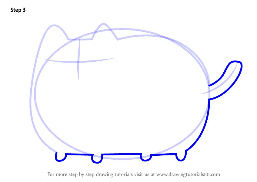 Learn How to Draw Pusheen the Cat (Memes) Step by Step : Drawing Tutorials