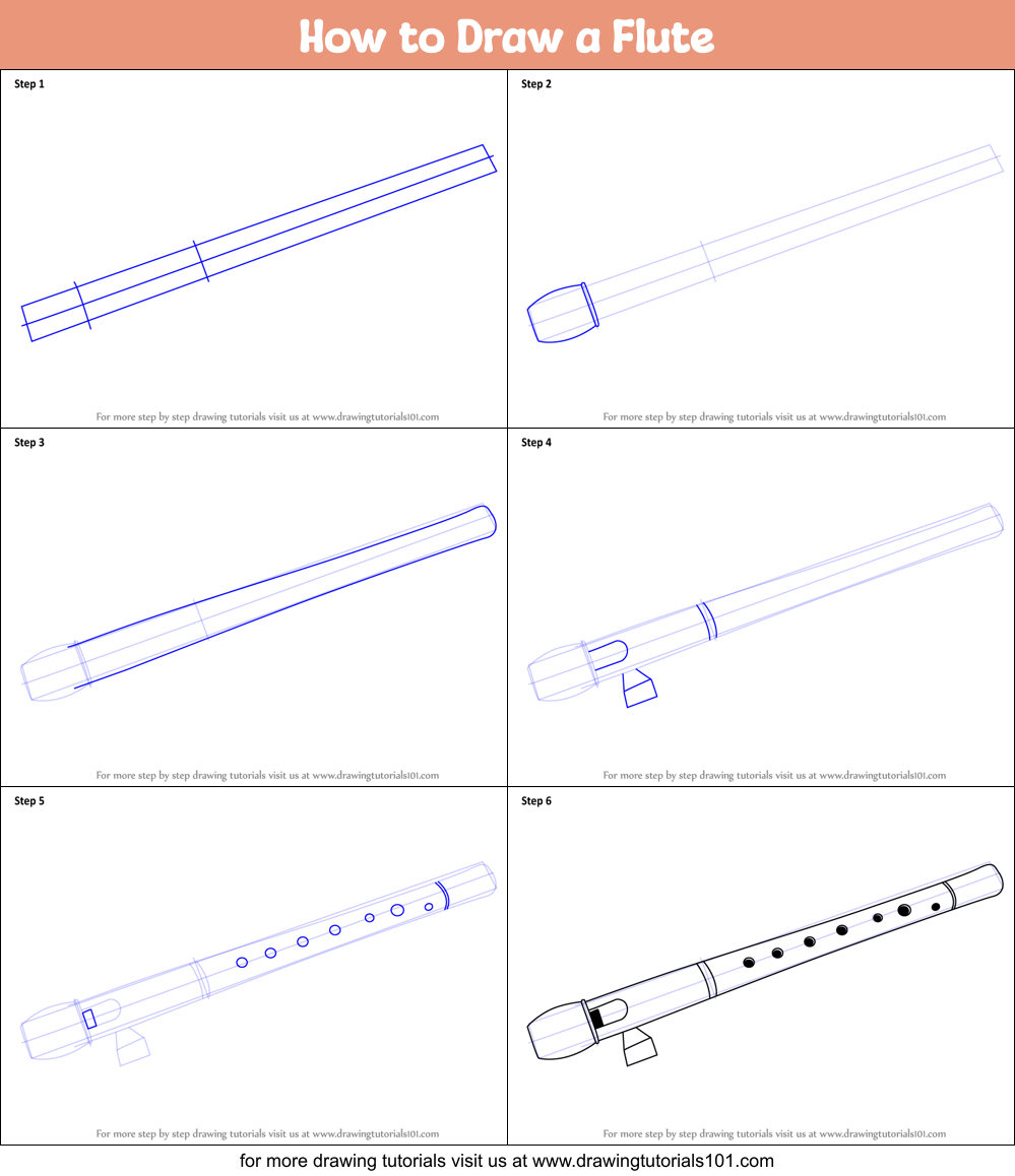 How to Draw a Flute (Musical Instruments) Step by Step