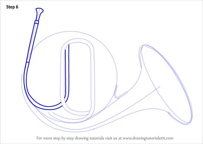 Learn How to Draw a French Horn (Musical Instruments) Step by Step