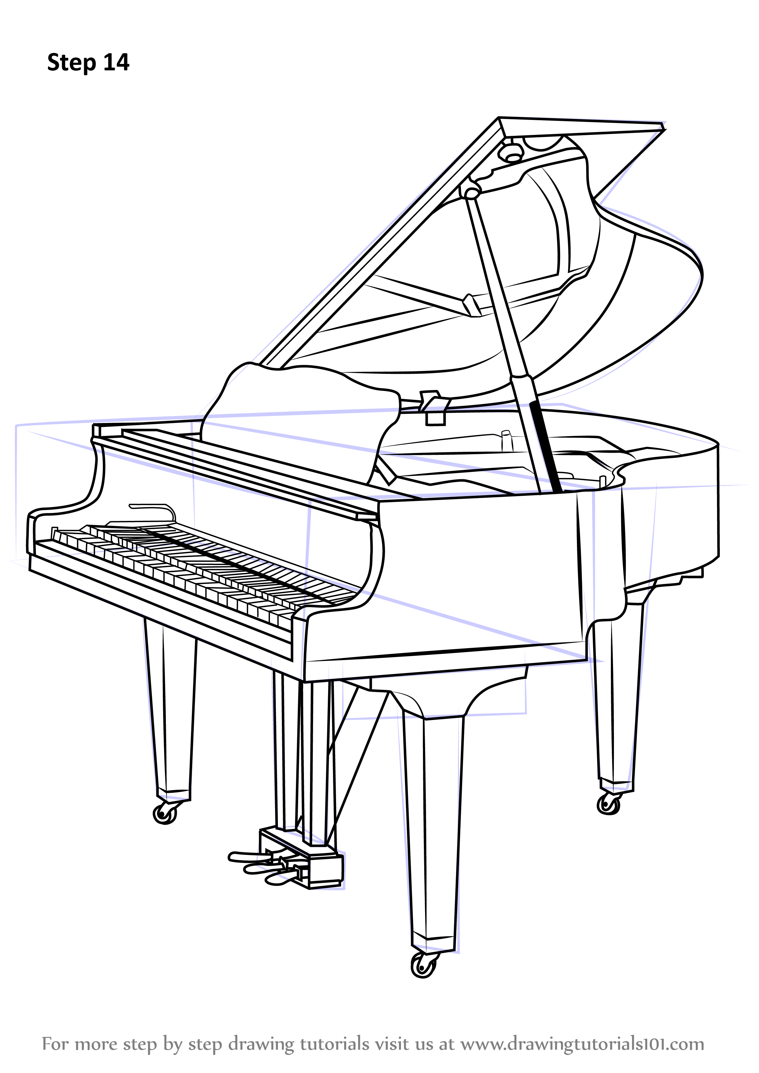 Premium Vector  Grand piano musical instrument style hand drawn vector  black and white doodle