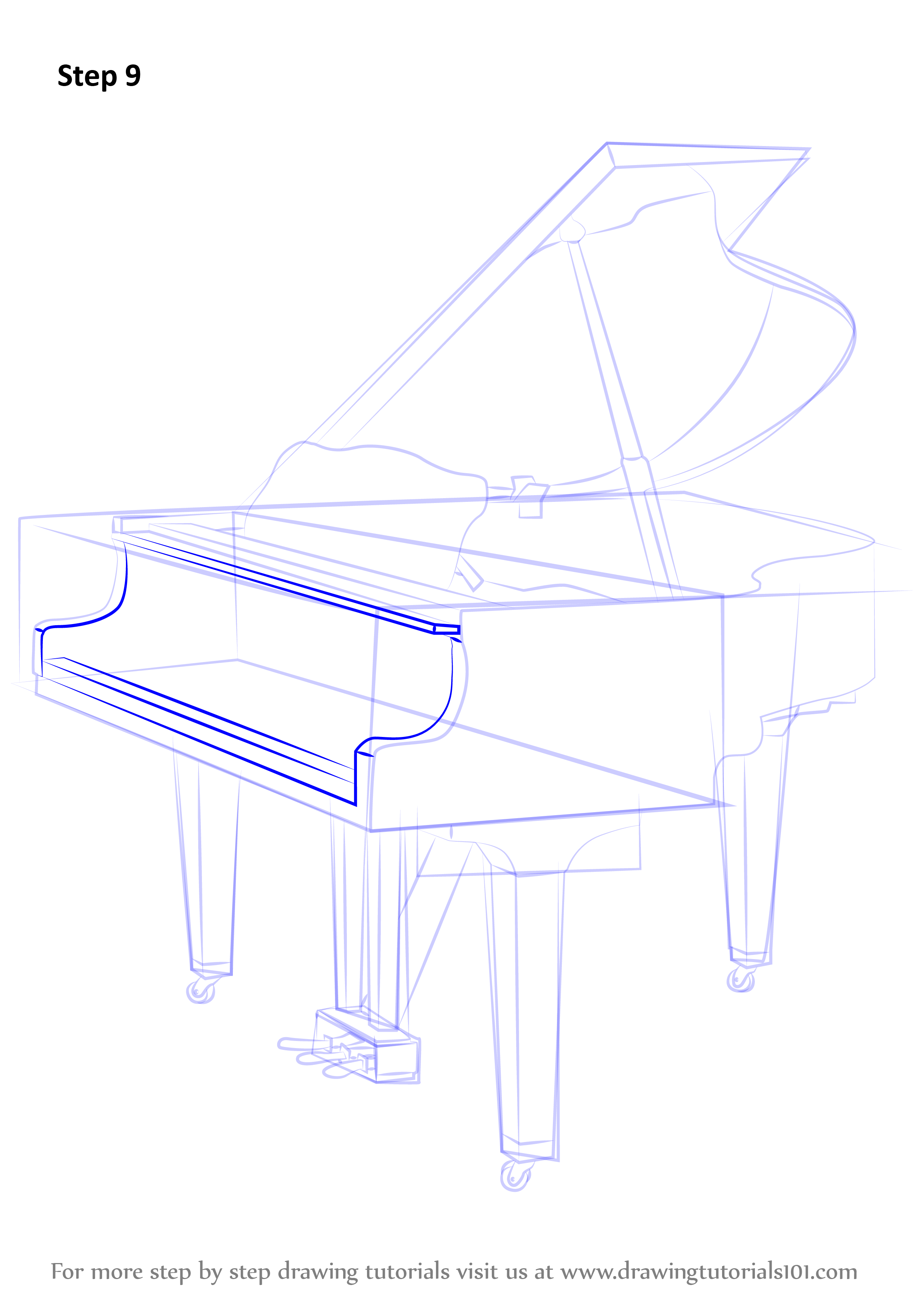 Поэтапное рисование фортепиано