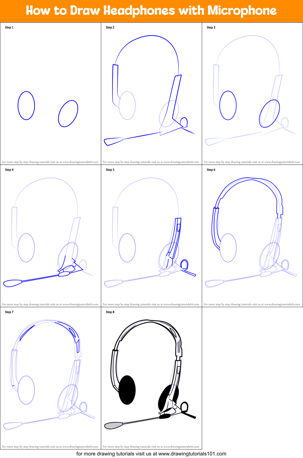 In this video tutorial you will learn how to draw headphones step by step l...