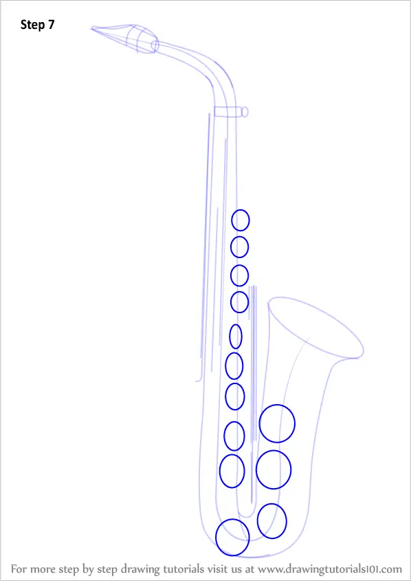 Learn How to Draw a Saxophone (Musical Instruments) Step by Step