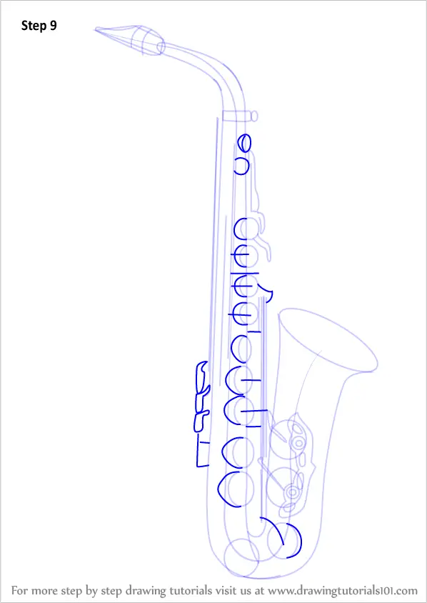 Learn How to Draw a Saxophone (Musical Instruments) Step by Step