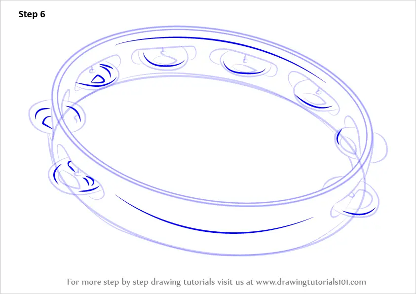 Learn How to Draw Tambourine (Musical Instruments) Step by Step