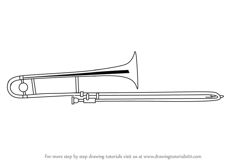 Как нарисовать тромбон карандашом поэтапно для детей