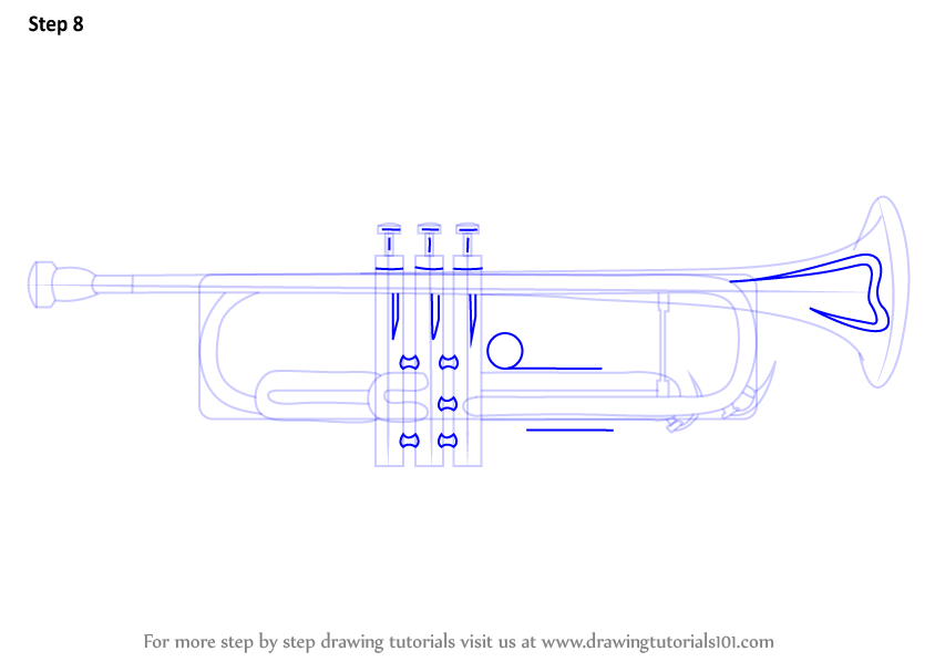 Learn How To Draw A Trumpet Musical Instruments Step By Step Drawing Tutorials