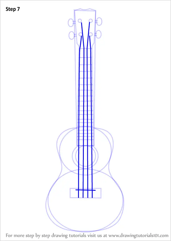 Step by Step How to Draw a Ukulele : DrawingTutorials101.com