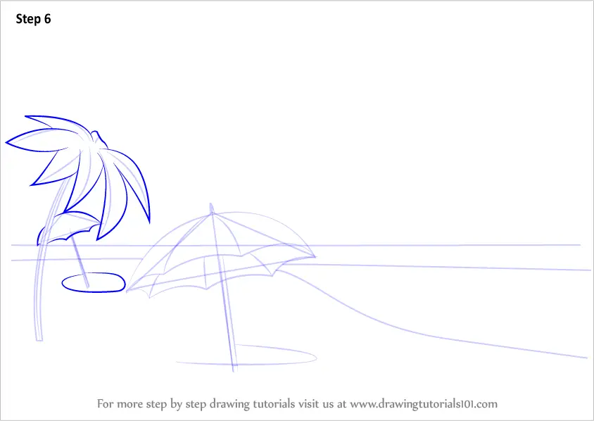 Learn How to Draw Beach Scene (Nature) Step by Step : Drawing Tutorials