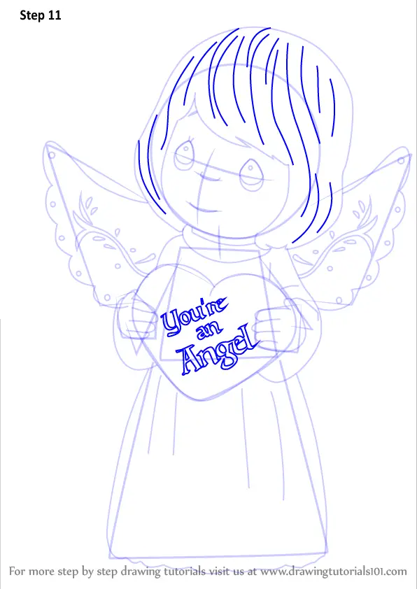 Step by Step How to Draw You're An Angel from Precious Moments