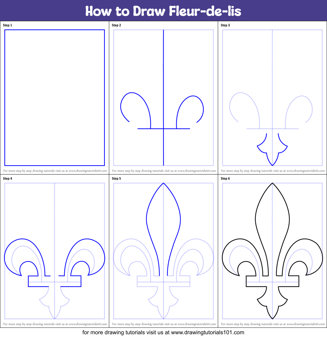 How to Draw Fleurdelis printable step by step drawing sheet