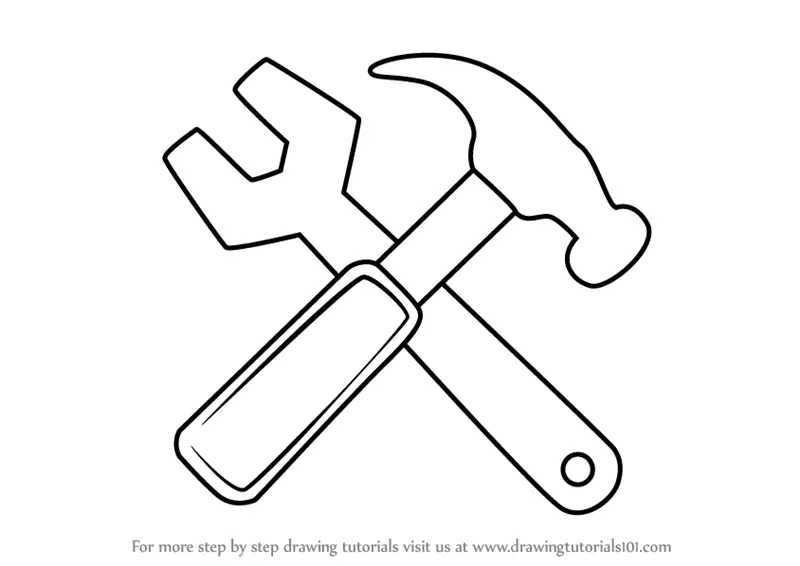 Learn How to Draw Hammer And Wrench (Tools) Step by Step Drawing