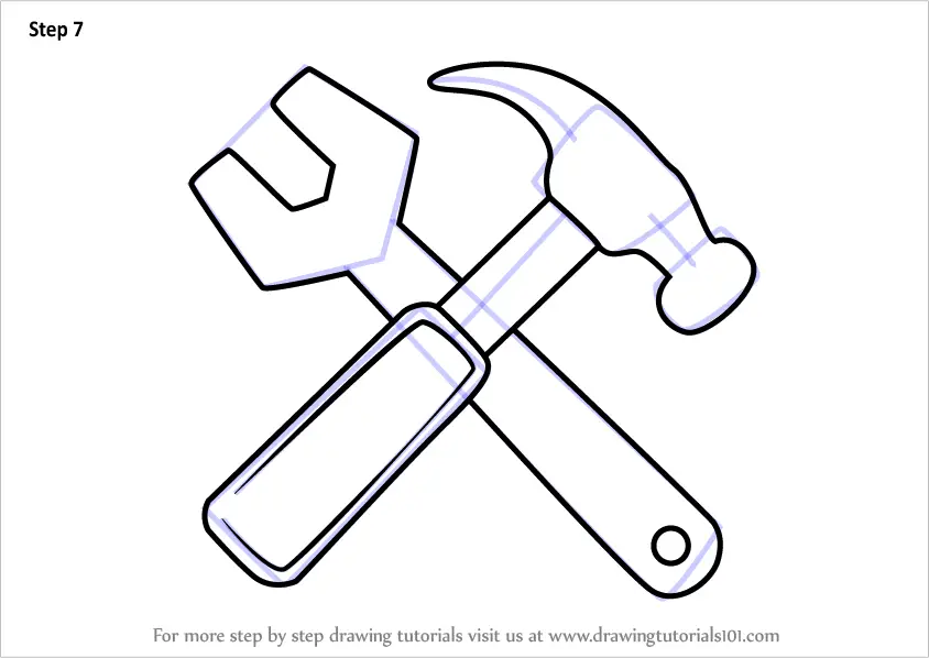 Learn How to Draw Hammer And Wrench (Tools) Step by Step Drawing