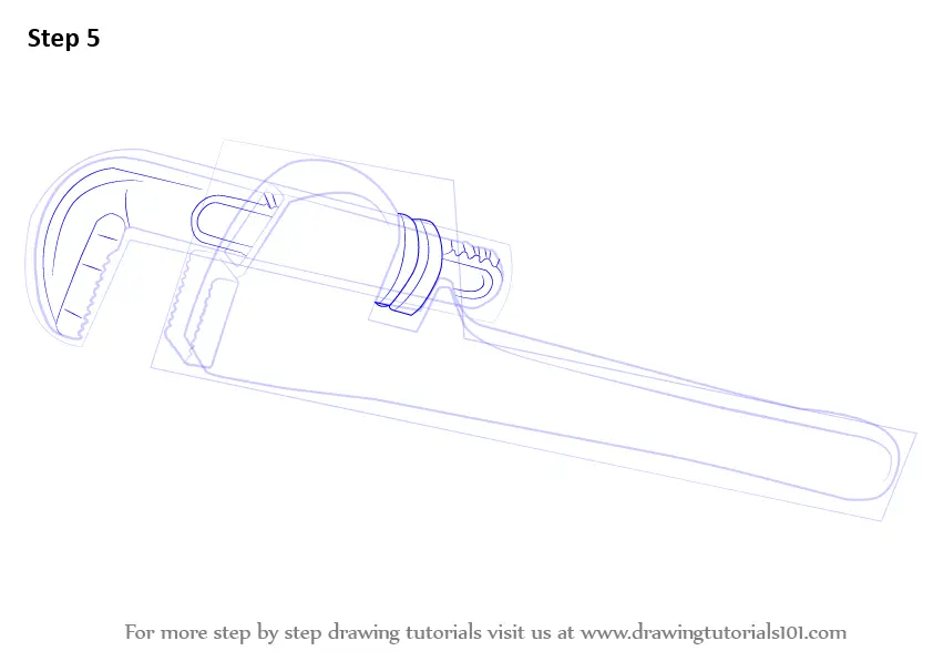 Learn How to Draw pipe Wrench (Tools) Step by Step Drawing Tutorials