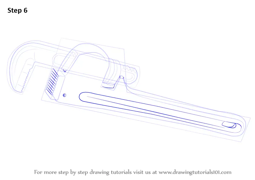 Learn How to Draw pipe Wrench (Tools) Step by Step Drawing Tutorials