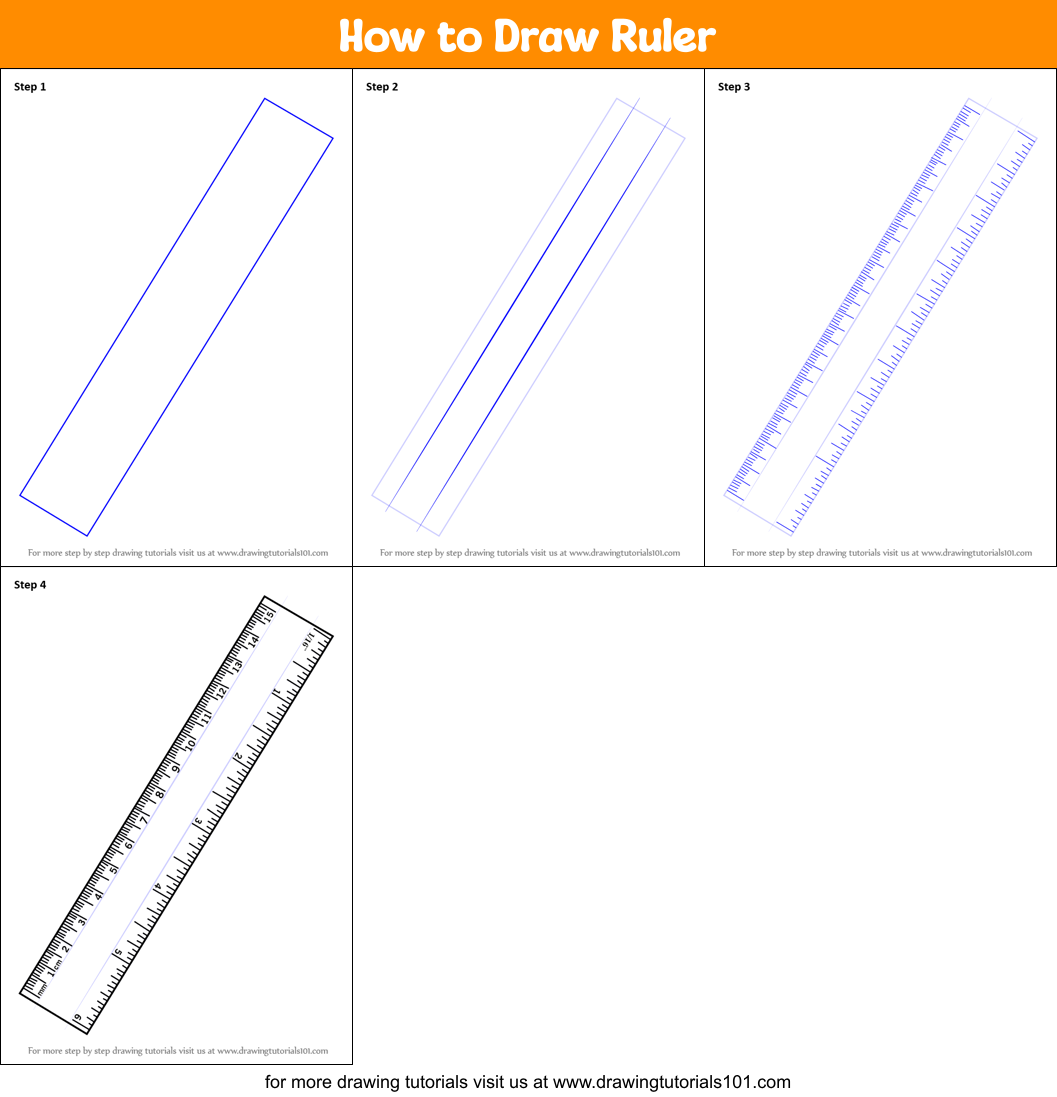 How to Draw Ruler printable step by step drawing sheet