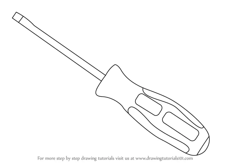 Learn How to Draw a Slotted Screwdriver (Tools) Step by Step : Drawing