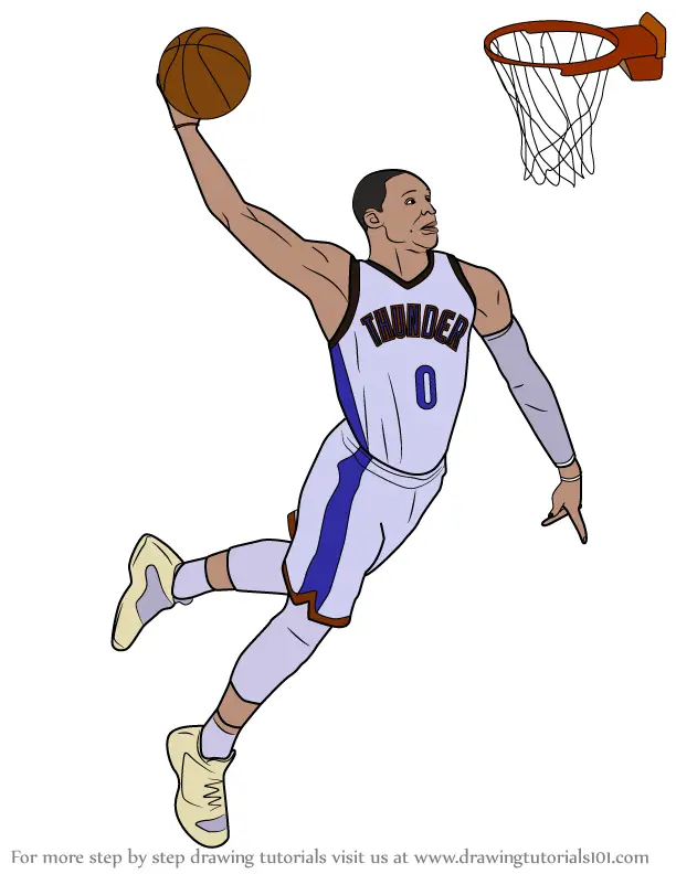 Step by Step How to Draw Russell Westbrook Dunking