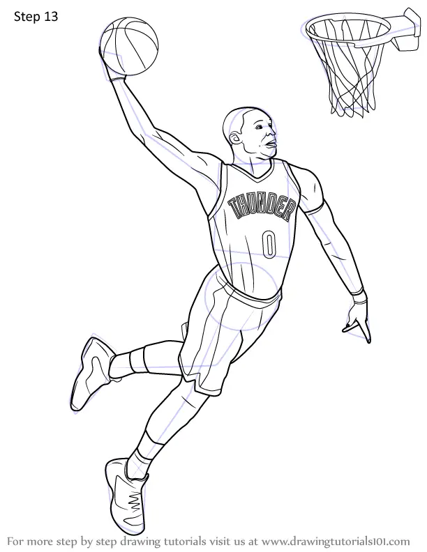 drawings of nba players dunking