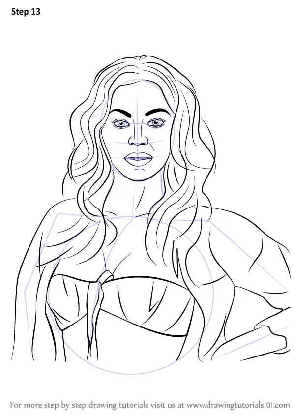 Step By Step How To Draw Beyonce : Drawingtutorials101.com