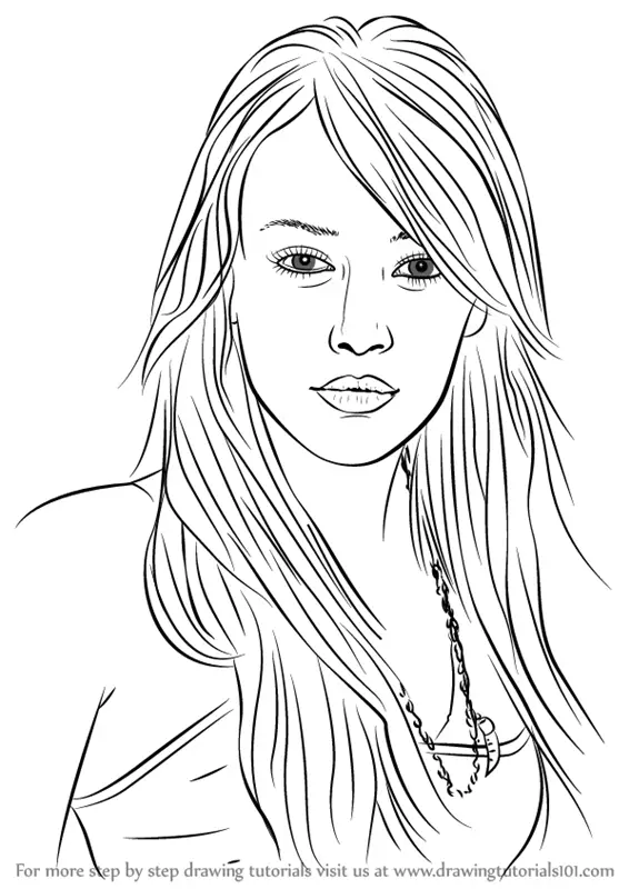Learn How to Draw Hilary Duff (Celebrities) Step by Step : Drawing ...