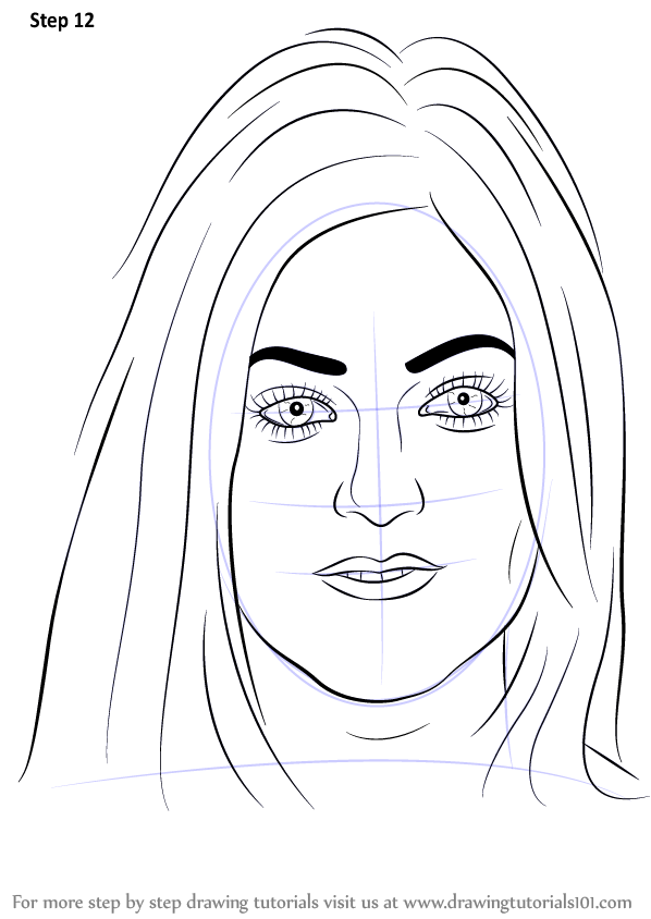 Step By Step How To Draw Kylie Jenner : DrawingTutorials101.com