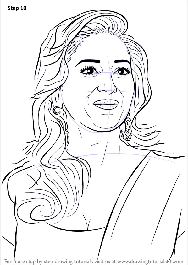 Frame Not Included Black & White Karishma Kapoor Pencil Sketching, Size:  9x11 Inch