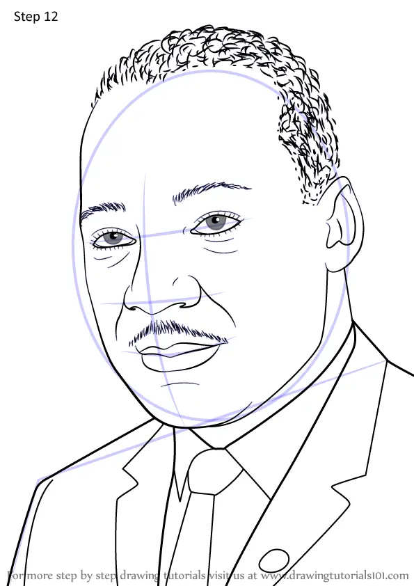 Step by Step How to Draw Martin Luther King Jr : DrawingTutorials101.com