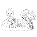 Learn How To Draw Owen Grady And Blue From Jurrasic World Celebrities Step By Step Drawing Tutorials