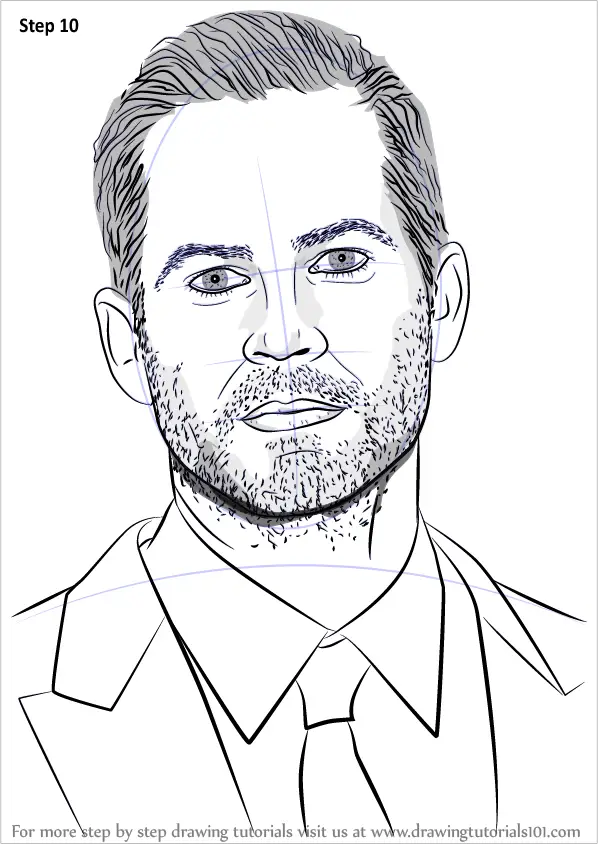 Learn How to Draw Paul Walker (Celebrities) Step by Step Drawing Tutorials