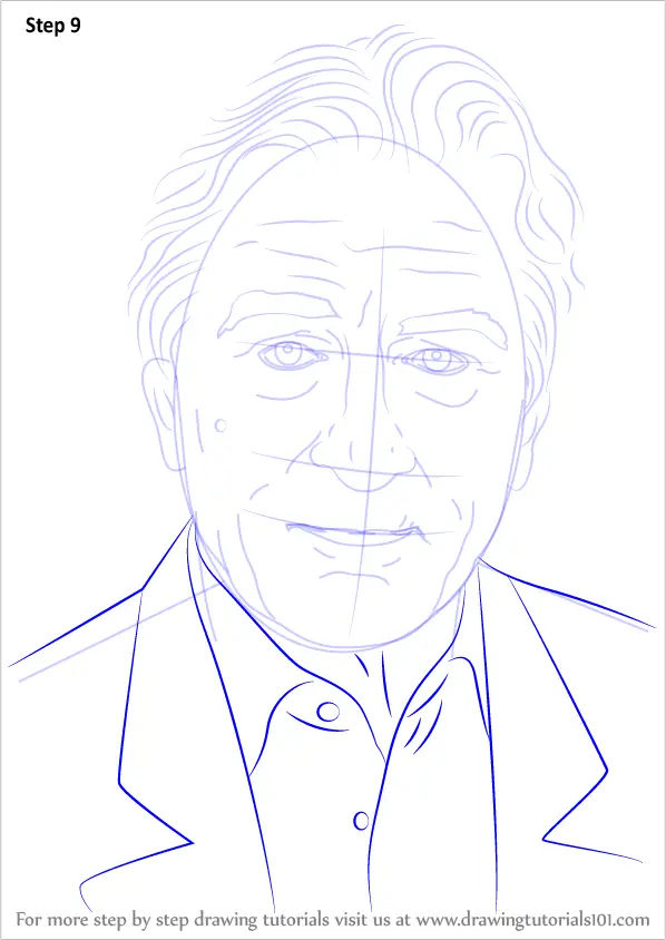 Step by Step How to Draw Robert De Niro : DrawingTutorials101.com