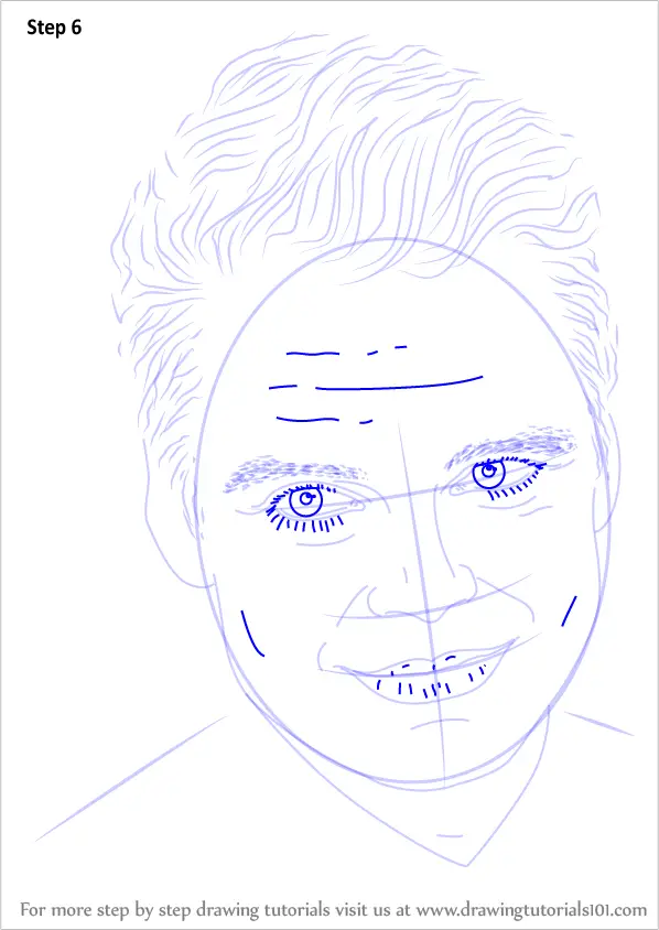 Step By Step How To Draw Sebastian Stan : DrawingTutorials101.com