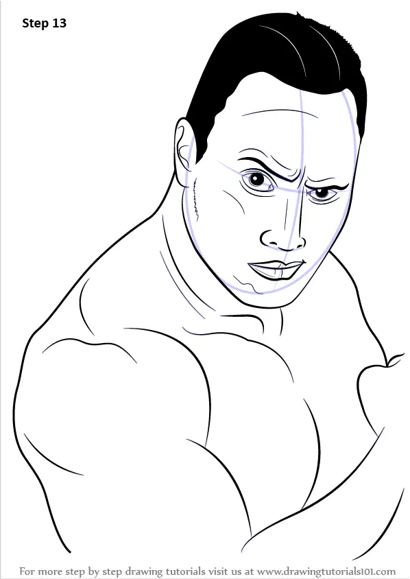 Learn How to Draw Dwayne Johnson aka The Rock (Celebrities) Step by Step :  Drawing Tutorials