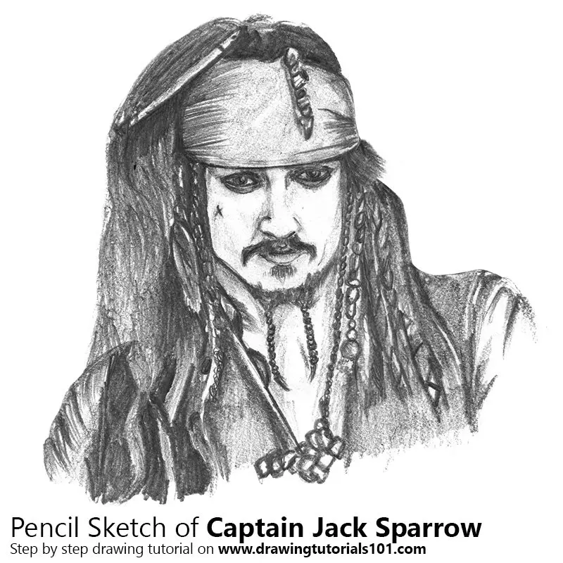 Pencil Sketch of Captain Jack Sparrow - Pencil Drawing