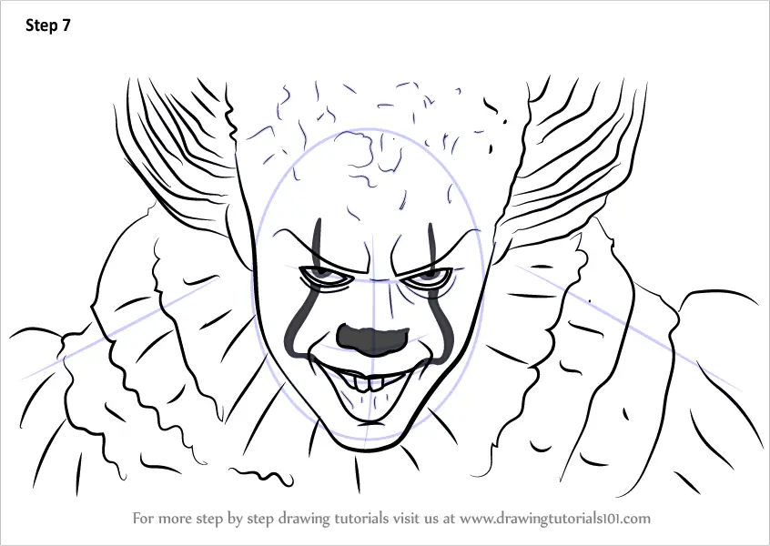 Learn How to Draw Pennywise (Characters) Step by Step : Drawing Tutorials