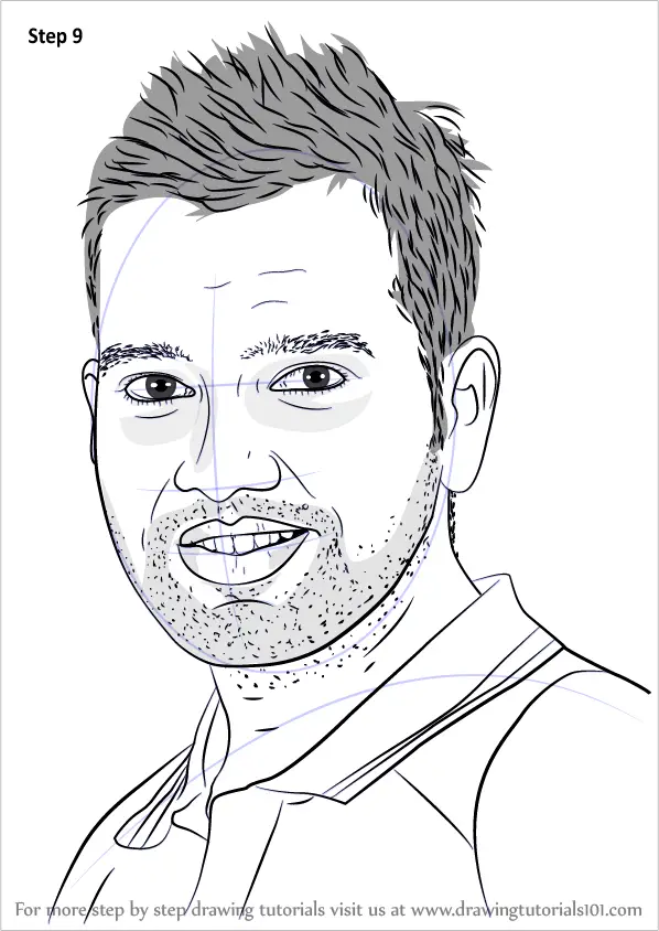 Learn How to Draw Rohit Sharma (Cricketers) Step by Step : Drawing