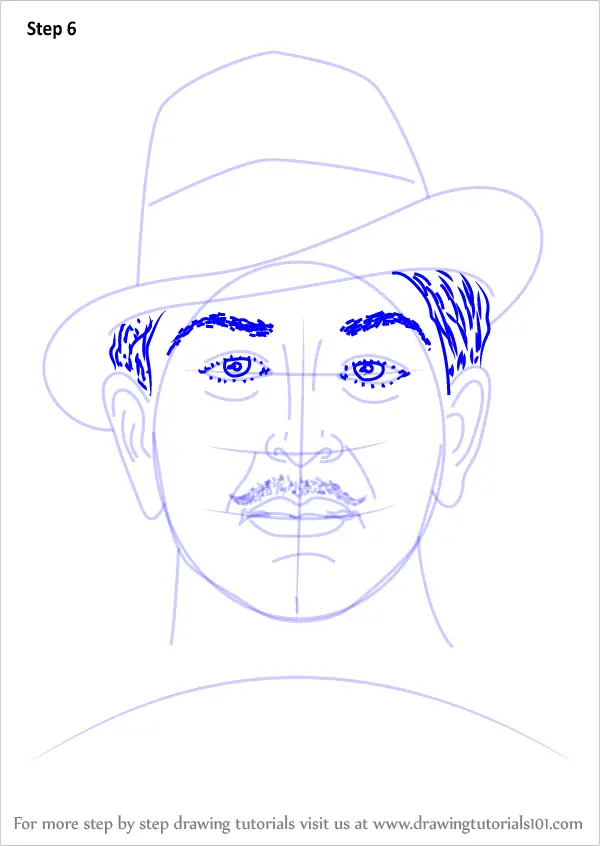 Step by Step How to Draw Bhagat Singh : DrawingTutorials101.com