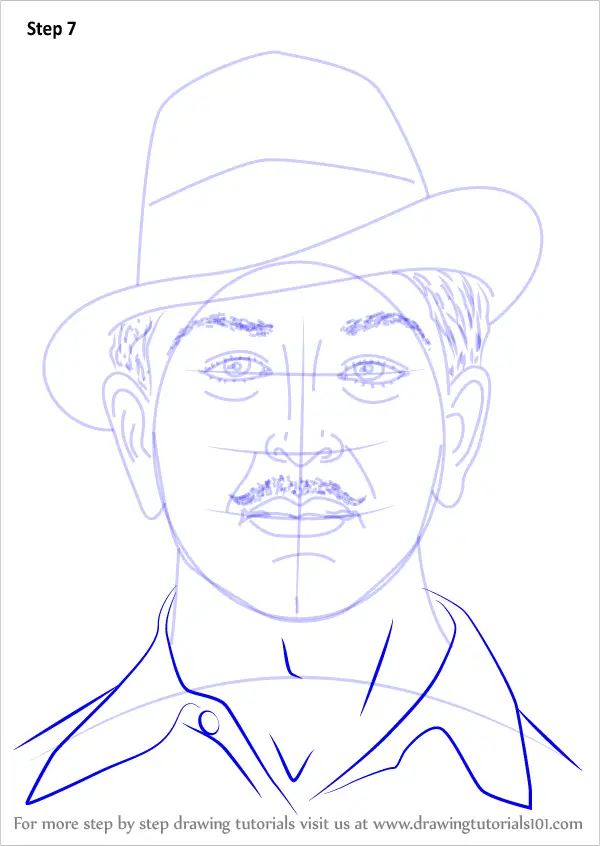 Learn How To Draw Bhagat Singh (famous People) Step By Step : Drawing 